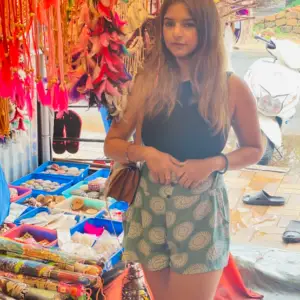 Coastal Co-ord Set, black crop top and green shorts